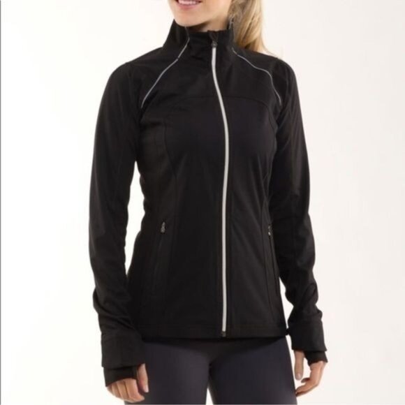 Lululemon Run Stay On Course Peplum Jacket Black Reflective 6 - Picture 1 of 10